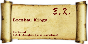Bocskay Kinga névjegykártya